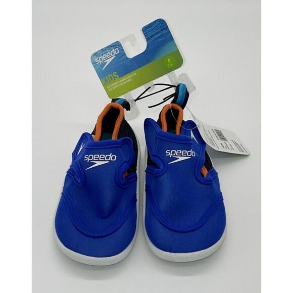 NWT Speedo Boys Kids Small 5/6 Hybrid Water Shoes Blue Orange White - Picture 2 of 6